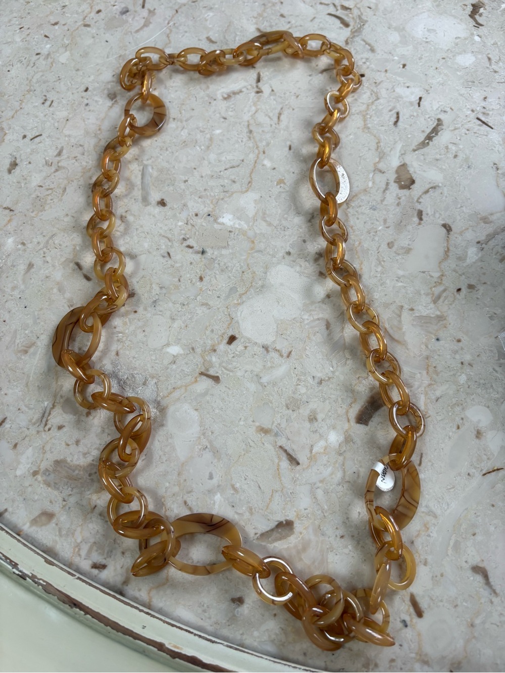 Honey Tortoiseshell Resin Link Necklace - Women's Amber Chain